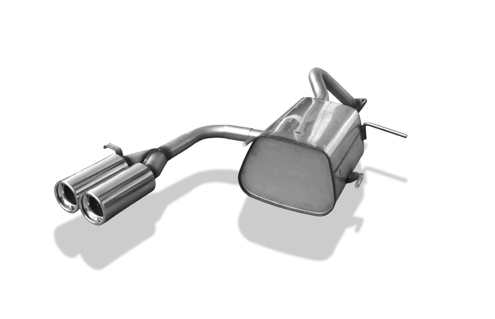 FOX Sportauspuff / ESD f&uuml;r: NISSAN Micra - K11 / 93-2000 / 1.0, 1.3 | Endrohr-Typ:Mitte 2x 76 rund | Hinweise: S, 13