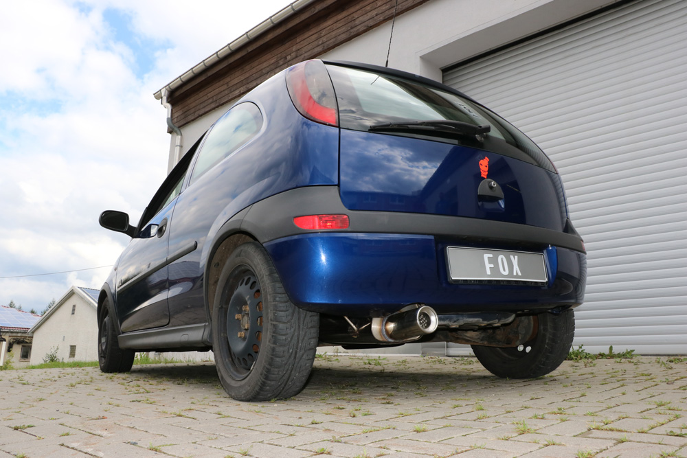 FOX Sportauspuff / ESD f&uuml;r: OPEL Corsa C / 1.0, 1.2, 1.4, 1.8, 1.7 TD -92 kW | Endrohr-Typ: 1x 90 rund | Hinweise: S, 13