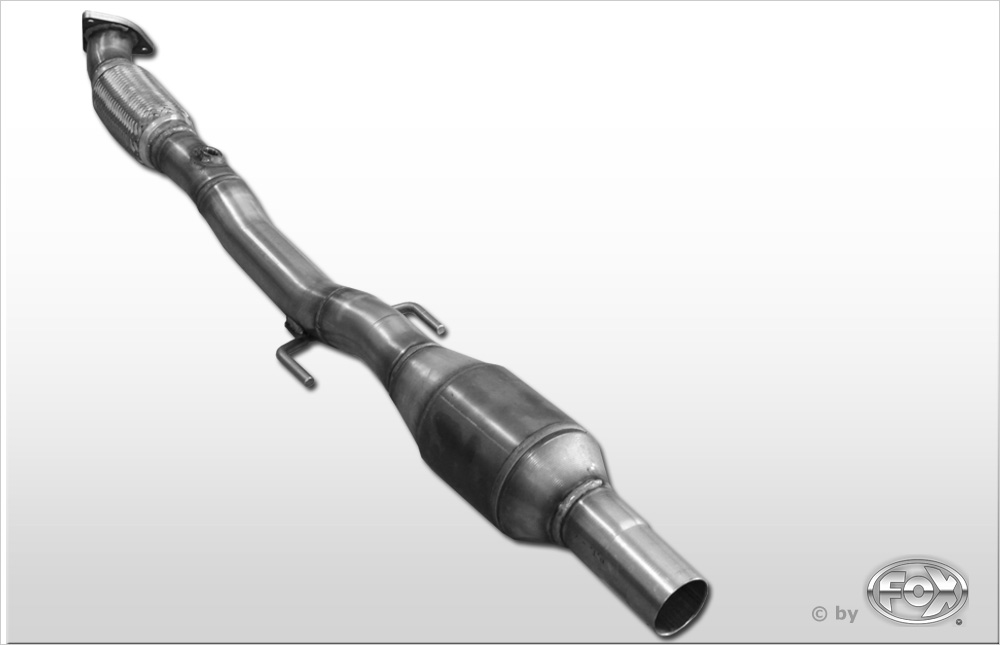 FOX Downpipe 63, 5mm f&uuml;r: OPEL Corsa D GSi + OPC / 1.6T - 141, 155 kW - Euro 4 / -10.09 | mit HJS Sport-Kat. 200cpsi / mit CH-Gutachten