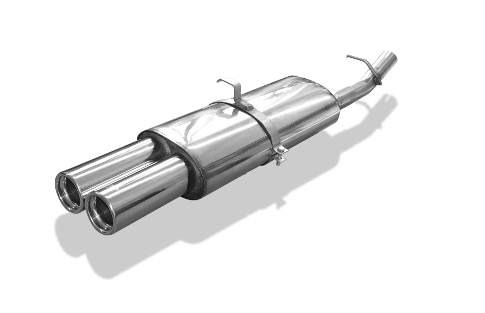 FOX Sportauspuff / ESD f&uuml;r: OPEL Vectra A Fliessheck 1.8, 2.0 - 85 kW | Endrohr-Typ: 2x 76 rund | Hinweise: S, 13