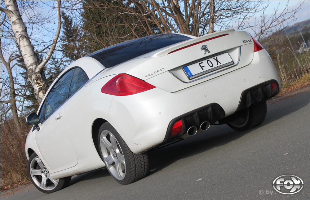 FOX Sportauspuff / ESD f&uuml;r: PEUGEOT 308 CC / 1.6 THP - 147 kW | Endrohr-Typ: 2x 106x71 oval, schr&auml;g | Hinweise: S, 32