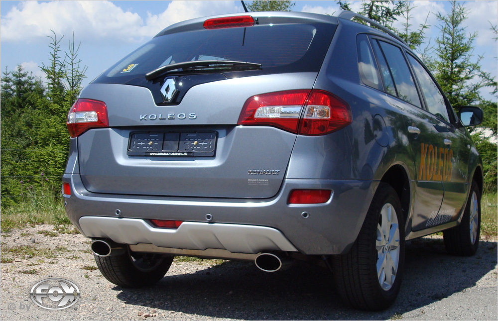 FOX Sportauspuff / Duplex-ESD f&uuml;r: RENAULT Koleos 4x4 / 2.0dCi - 110, 127 kW | Endrohr-Typ: 2x 140x90 oval | Hinweise: XS, 33