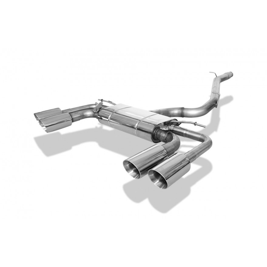 FOX Sportauspuff / Duplex-Anlage 76mm ab Kat./OPF f&uuml;r: CUPRA Ateca - 5FP / 2.0TSI - 221 kW | Endrohr-Typ: 4x 100 rund, angeschr&auml;gt | Hinweise: XL, 1, 25, mit 2 Klappen