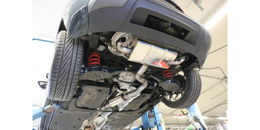 FOX Sportauspuff / Duplex-Anlage 70mm ab Kat/OPF für: SEAT Ateca 4Drive - 5FP / 2.0TSI - 140 kW |  Duplex Auspuff + Vorschalldämpfer von Fox mit Gutachten