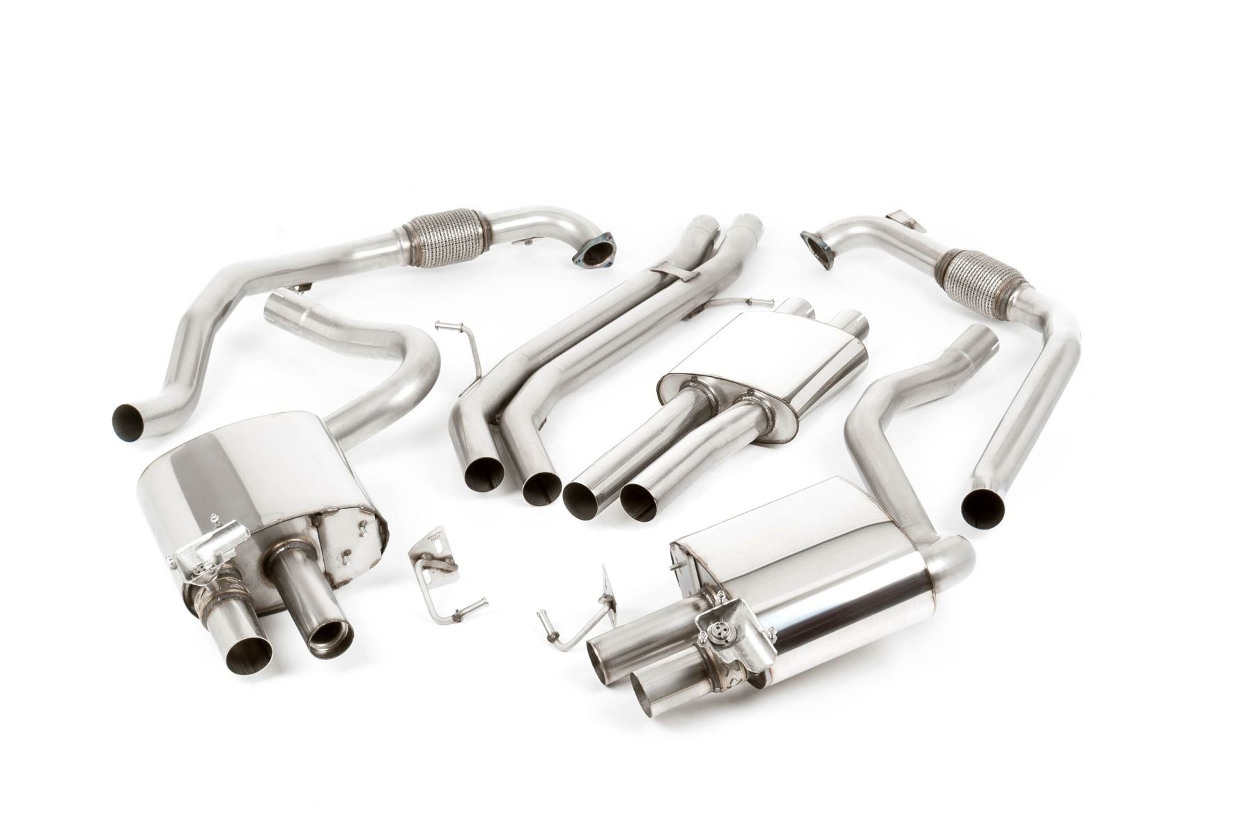 MILLTEK Sportauspuff / Duplex-Anlage 2x 63.5 mm ab Kat. für: AUDI S5 - F5, Coupé,Cabrio / 3.0TFSI - 260 kW |  Endrohre: 4x GT100 - Cerakote Schwarz / bitte bei der Best. angeben, ob für Modell ohne oder mit Sport-Differential