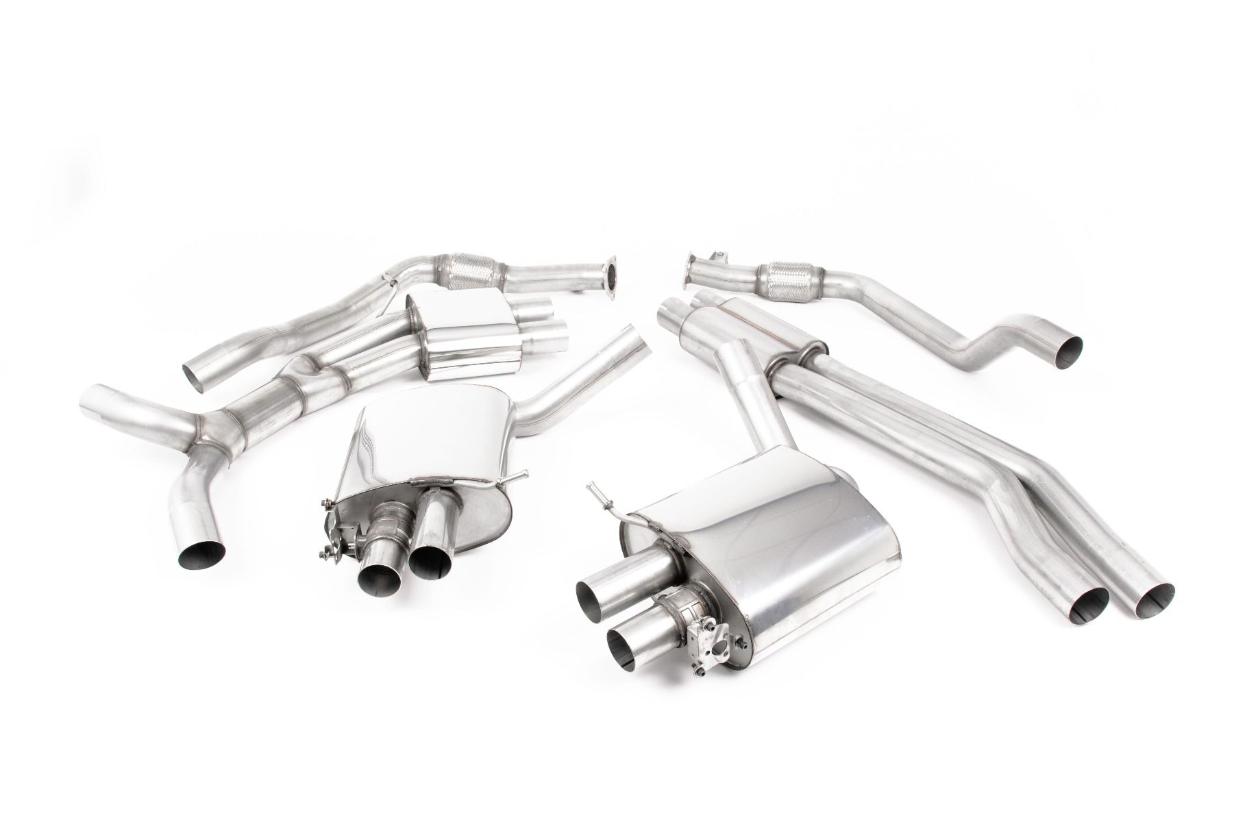 MILLTEK Sportauspuff / Duplex-Anlage 2x 70mm ab Kat. für: AUDI RS5 Coupé - B9 / 2.9TFSI - 331 kW, ohne OPF | 2-flutig mit MSD - Endrohr: 2x 170x107 oval - Schwarz matt
