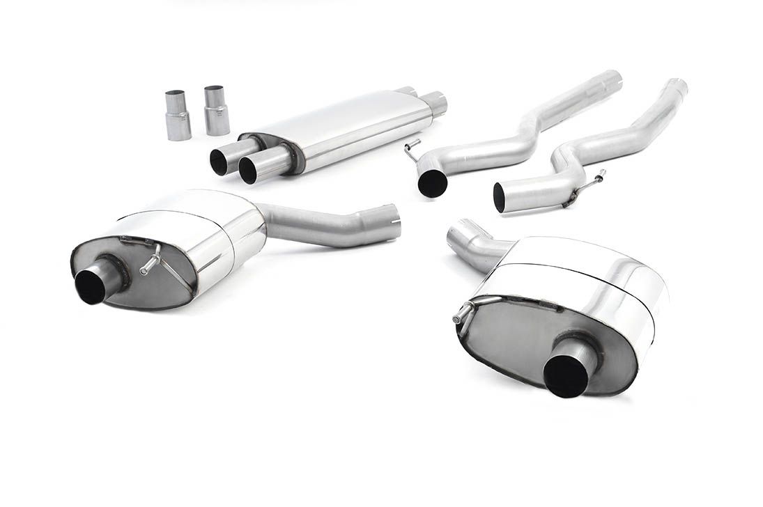 MILLTEK Sportauspuff / Duplex-Anlage 2x 70mm ab Kat. für: FORD Mustang GT V8 5.0  |  Endrohre 2x GT100 - Titan Burnt