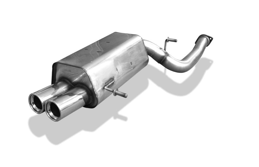 FOX Sportauspuff / ESD f&uuml;r: SUBARU Impreza WRX, STi - GG, GD / 2000- / 160, 165, 195kW | Endrohr-Typ:2x 80 rund | Hinweise: XL, 13