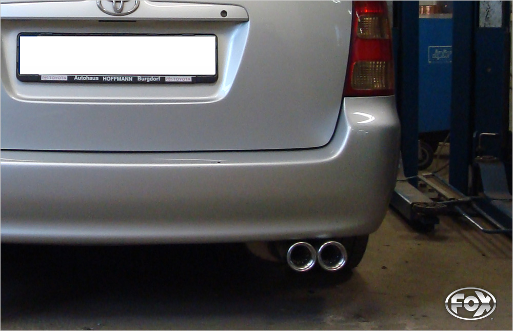 FOX Sportauspuff / ESD f&uuml;r: TOYOTA Corolla E12 Station / 1.4, 1.6, 2.0D / -81 kW | Endrohr-Typ: 2x 80 rund | Hinweise: S, 13
