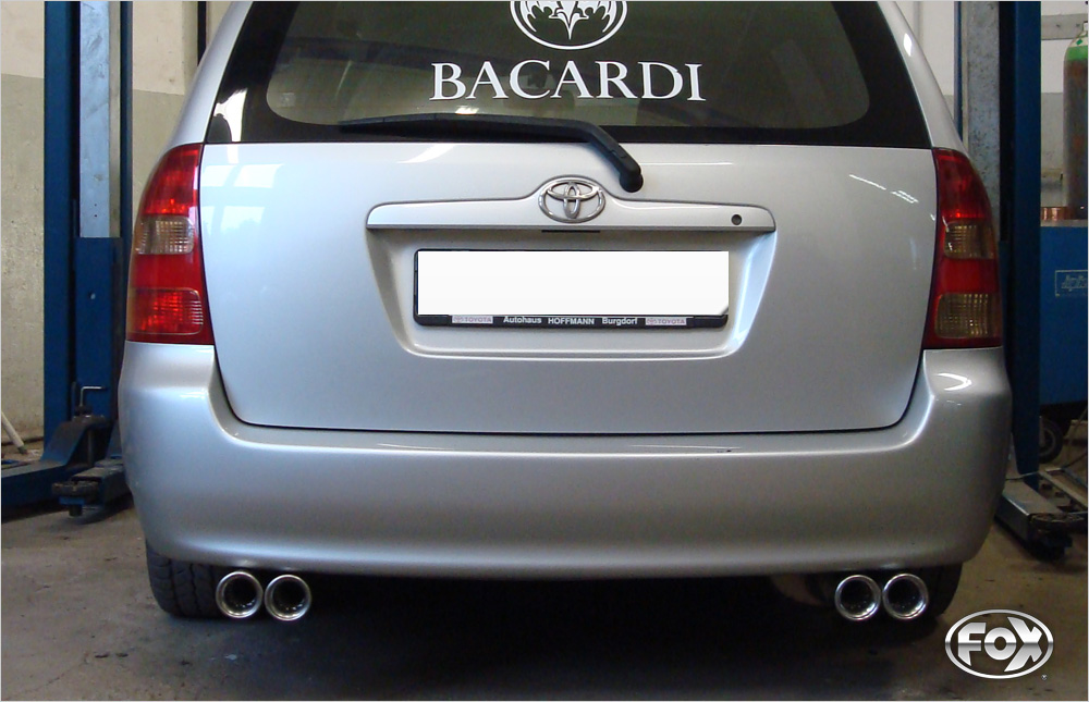 FOX Sportauspuff / Duplex-ESD f&uuml;r: TOYOTA Corolla E12 / 1.4, 1.6, 2.0D / -81 kW | Endrohr-Typ: 4x 80 rund | Hinweise: S, 13
