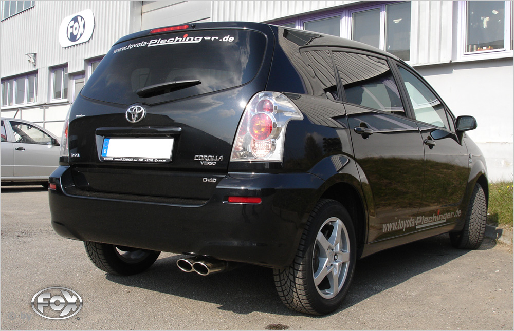 FOX Sportauspuff / ESD f&uuml;r: TOYOTA Corolla Verso / R1, 2004- / 1.8-95kW | Endrohr-Typ: 2x 88x74oval | Hinweise: S, 32