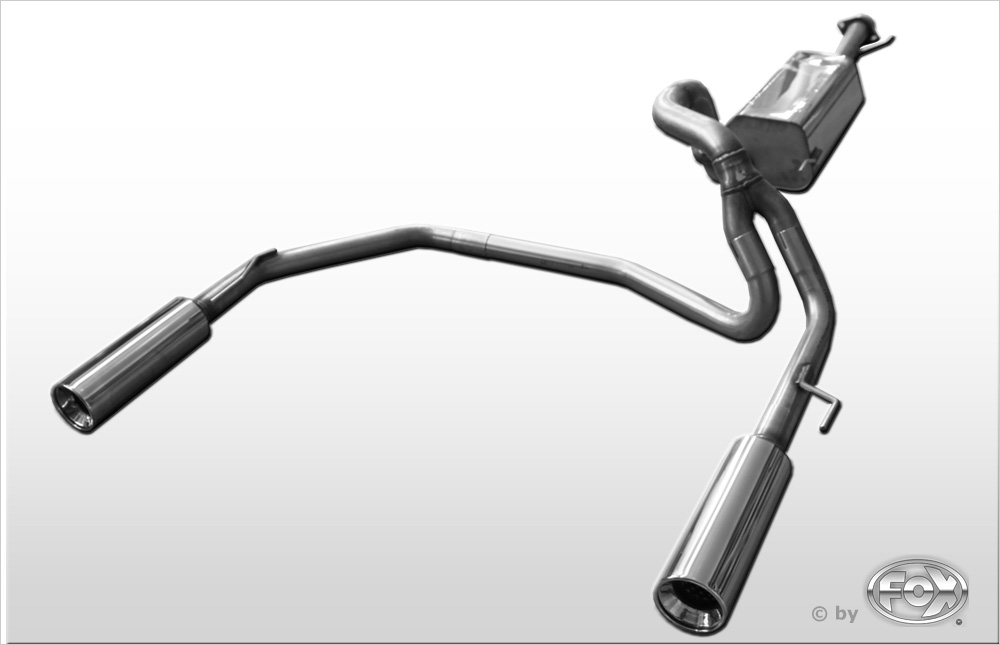 FOX Sportauspuff / Duplex-Anlage ab Kat. f&uuml;r: TOYOTA Landcruiser - J12, mit 3-T&uuml;ren / 4.0, 3.0TD (183, 120kW) | Endrohr-Typ: 2x 100 rund | Hinweise: XS, 13 / 63, 5mm Rohrdurchmesser