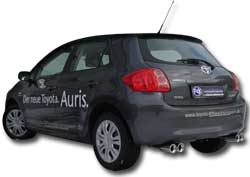 FOX Sportauspuff / Duplex-ESD f&uuml;r: TOYOTA Auris - E15 / 2.2D - 130 kW | Endrohr-Typ: 4x 90 rund | Hinweise: S, 13 - Abschlepphaken muss entfernt werden
