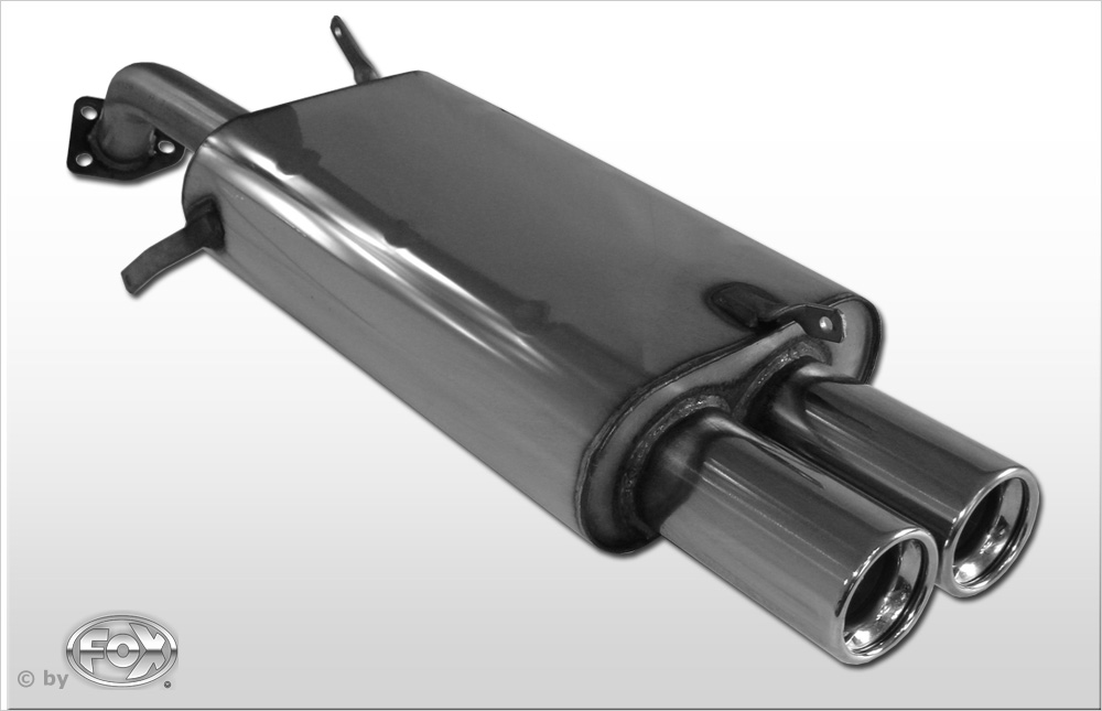 FOX Sportauspuff / ESD f&uuml;r: VOLVO V40 + S40 / 96- / 1.6, 1.8, 2.0, TD - 103 kW | Endrohr-Typ: 2x 80 rund | Hinweise: S, 13