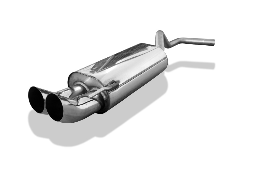 FOX Sportauspuff / ESD f&uuml;r: VW Polo (6N) 1.0, 1.1, 1.3, 1.4, 1.4TD, 1.9D - 55 kW | Endrohr-Typ: 2x 76 rund DTM | Hinweise: S, 18