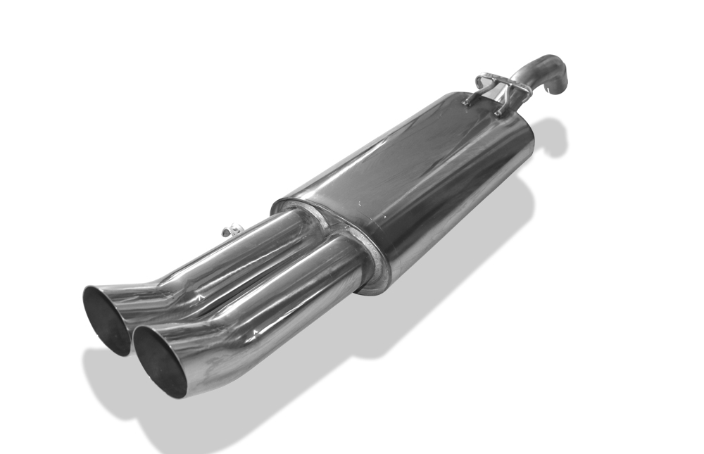 FOX Sportauspuff / ESD f&uuml;r: VW Golf 2 / 1.6, 1.8 - 82 kW | Endrohr-Typ: 2x 76 rund DTM | Hinweise: S, 18
