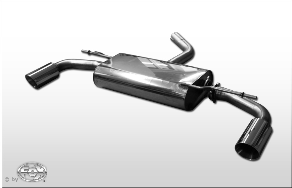 FOX Sportauspuff / Duplex-ESD f&uuml;r: VW Golf 6 / 1.4, 1.4TSI, 1.6, 2.0TDI / 59-118 kW | Endrohr-Typ: 2x 90 rund | Hinweise: S, 25, passend zur GTI Hecksch&uuml;rze