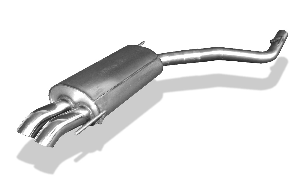 FOX Sportauspuff / ESD f&uuml;r: VW Bus T4 / 2.0, 2.5, VR6, 1.9TD, 2.4D, 2.5TDI | Endrohr-Typ: 2x 63 abgebogen (Diesellook) | Hinweise: S, 28