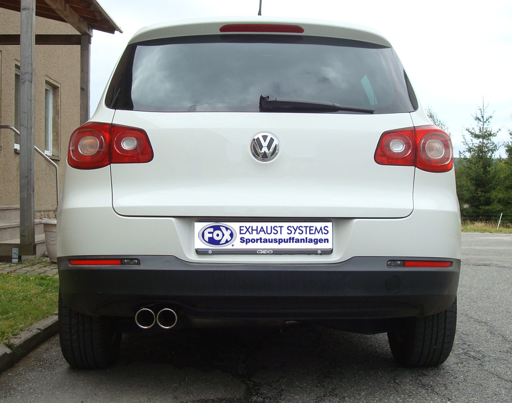 FOX Sportauspuff / ESD f&uuml;r: VW Tiguan / 1.4TSI, 2.0TFSI - 110, 125, 147kW | Endrohr-Typ: 2x 80 rund | Hinweise: S, 17