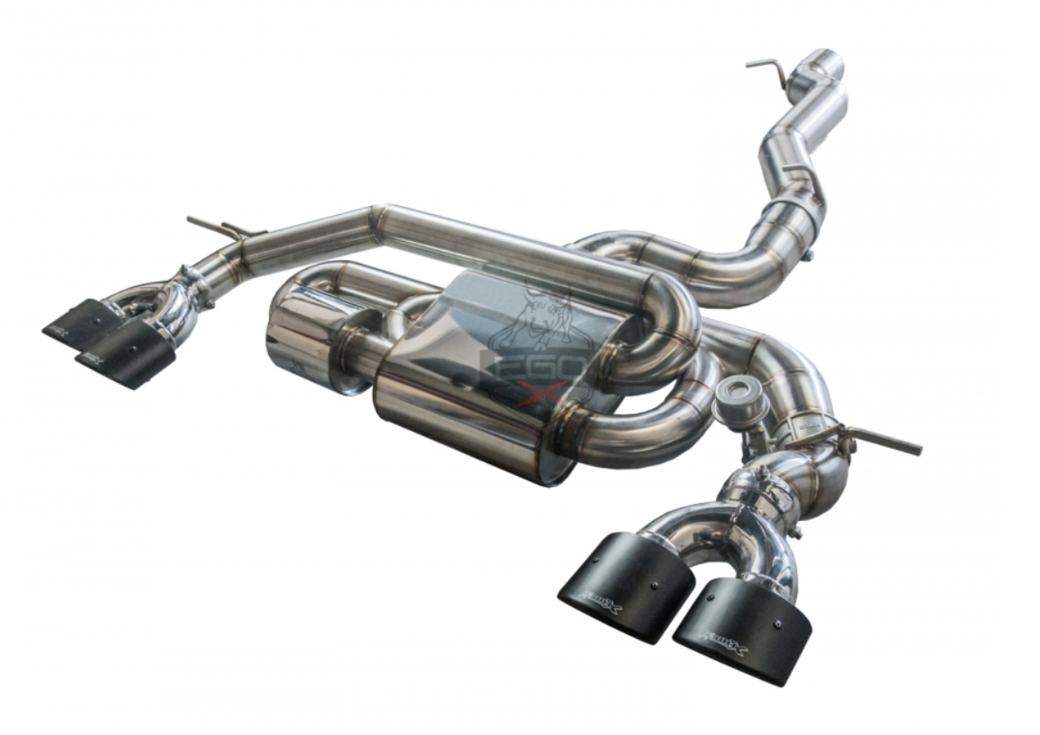 BULL-X Sportauspuff / EGO-X Anlage 89mm für: AUDI S3 Limousine - 8V / 2.0TSI - 221,228 kW / erhältliche Endrohre: Carbon COa, CRa, CRb / sind inkl. (ohne Aufpreis)